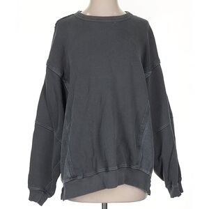 Aerie Oversized Crewneck Dolman Gray Sweatshirt Boho Relaxed Embroidered Size S